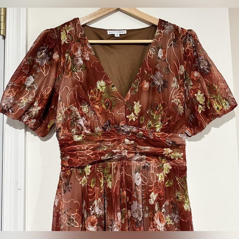 Baltic Born Ardley Maxi Dress Rust Floral Size Medium - Picture 5 of 12